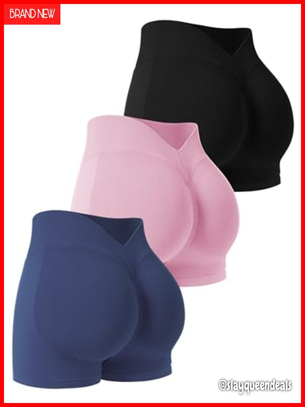 3 Pack Seamless High Waist Scrunch Butt Lifting Yoga Shorts
